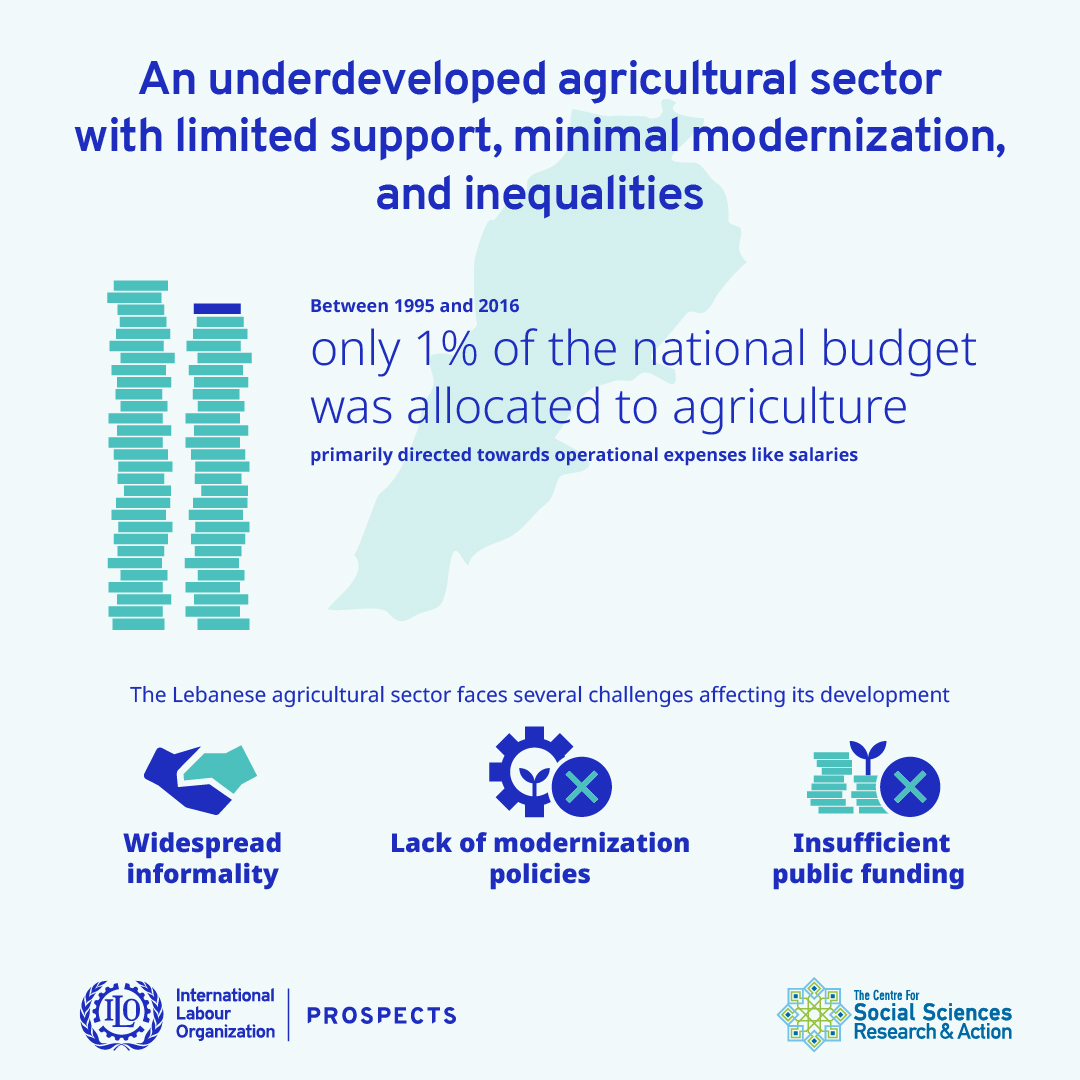 An underdeveloped agricultural sector with limited support, minimal modernization, and inequalities